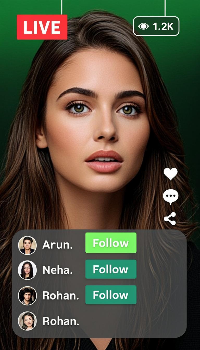Trigger app live stream interface with LIVE badge, viewer count, and chat overlay