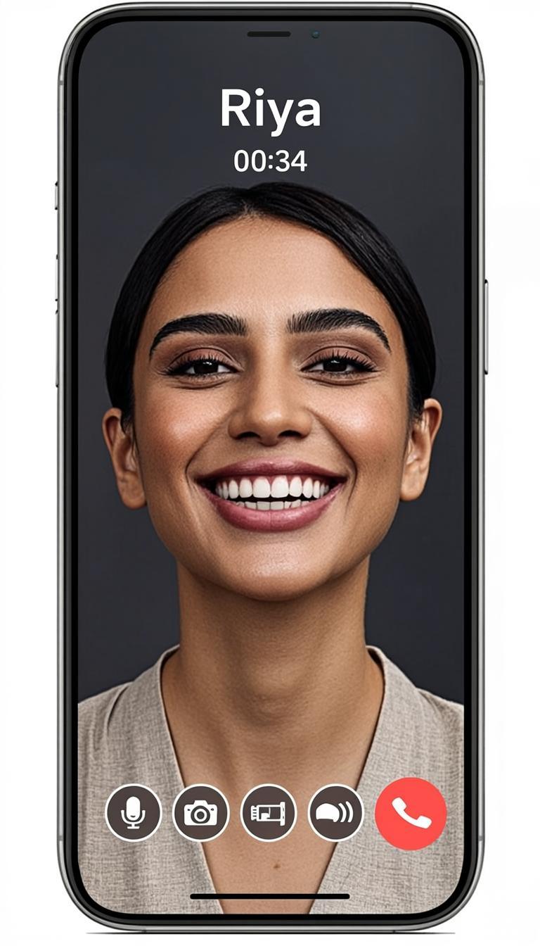 Trigger app active video call with caller face and call controls